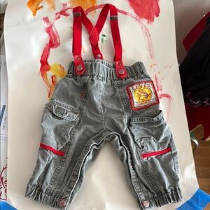 Vintage Levi's Kids Grey Denim with Red Suspenders